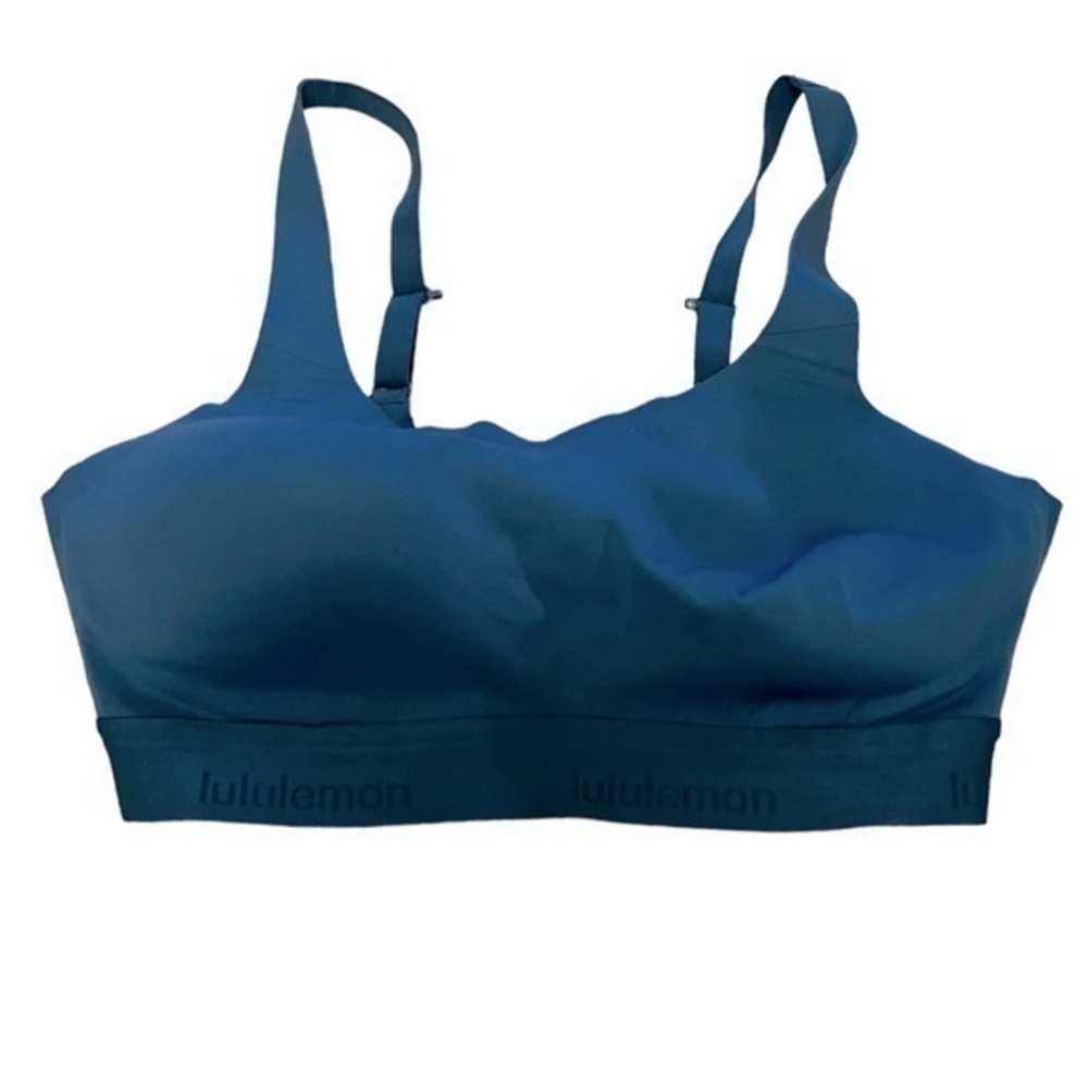 LULULEMON Aqua Traditional Style Lightly Padded Full Coverage Active Bra 34D.